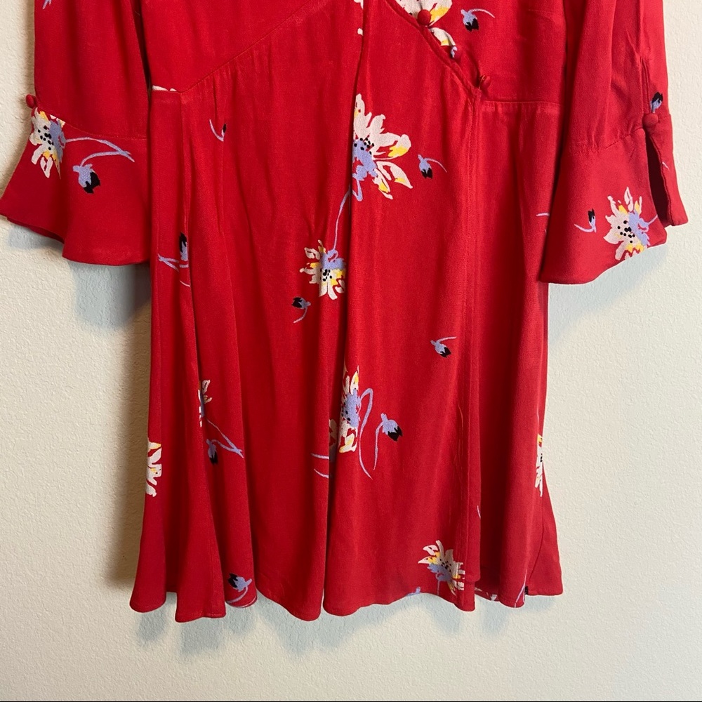 Free People Red V-neck Wrap Dress Size Small - Picture 4 of 9